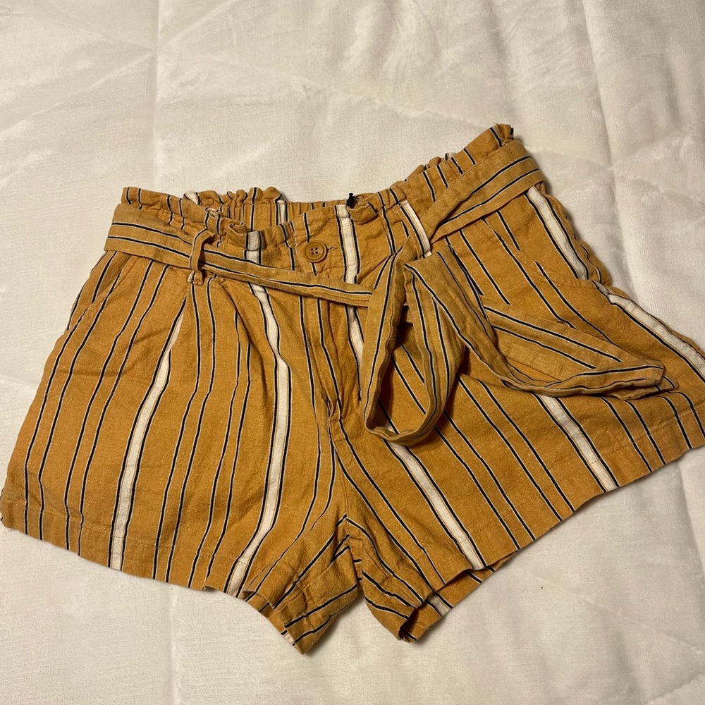 BePop Yellow Striped Shorts Medium